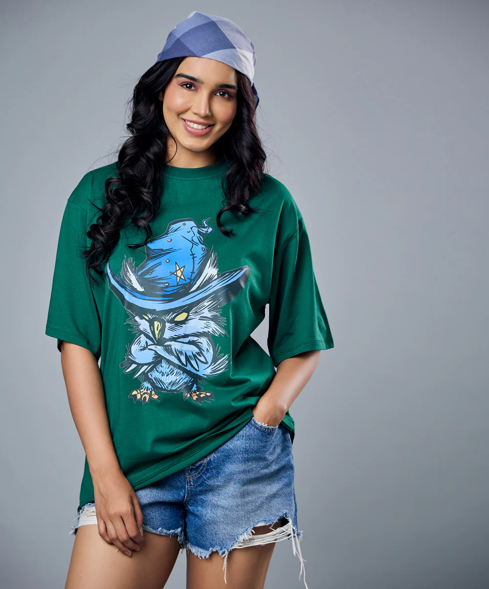 Angry Owl Printed Oversized Tshirt - Image 2