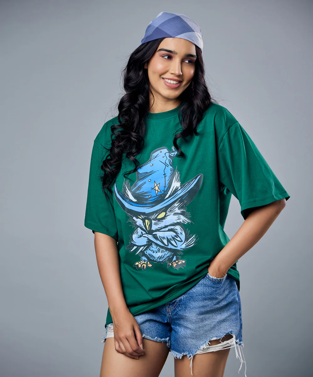 Angry Owl Printed Oversized Tshirt - Image 3