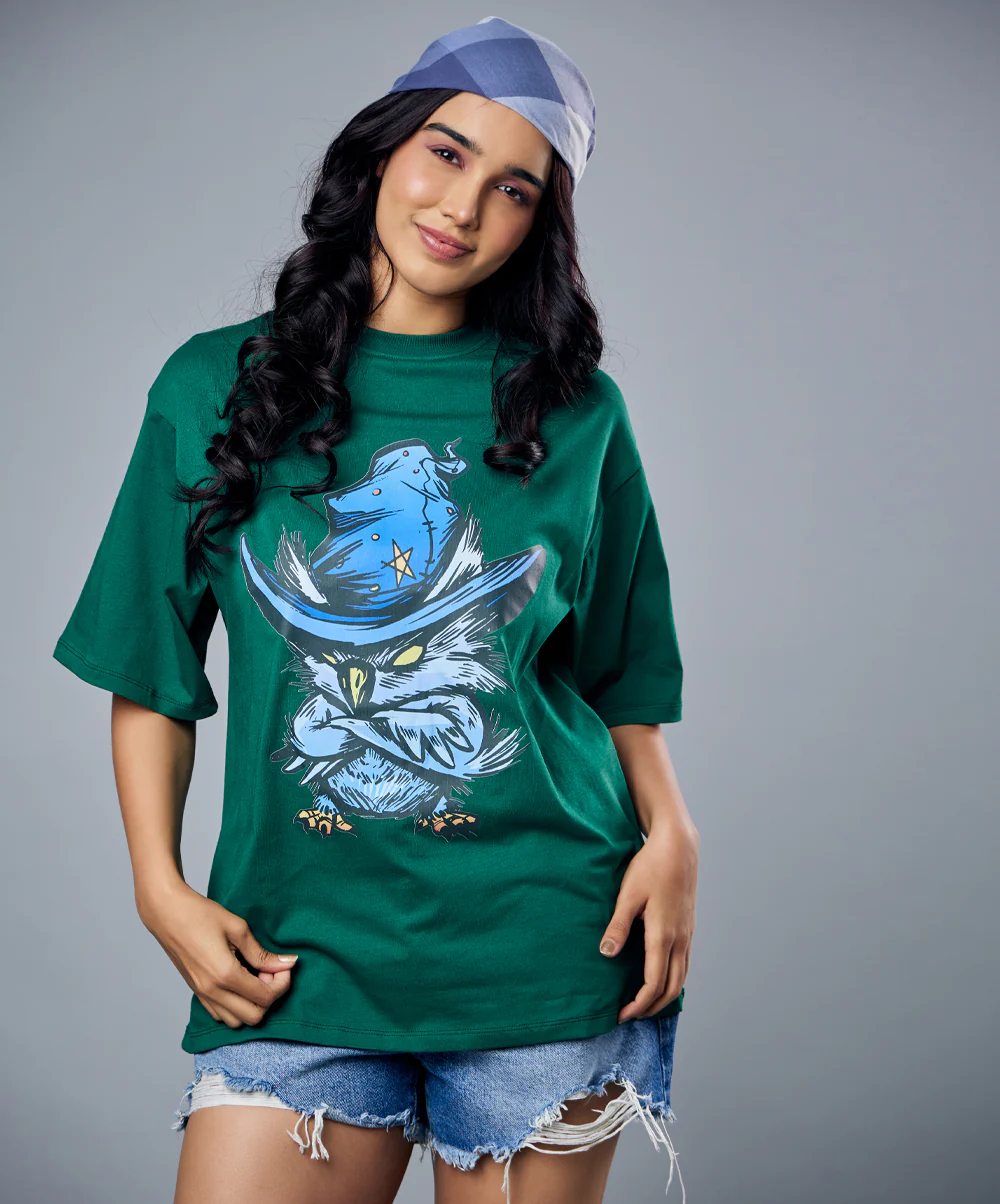 Angry Owl Printed Oversized Tshirt - Image 6
