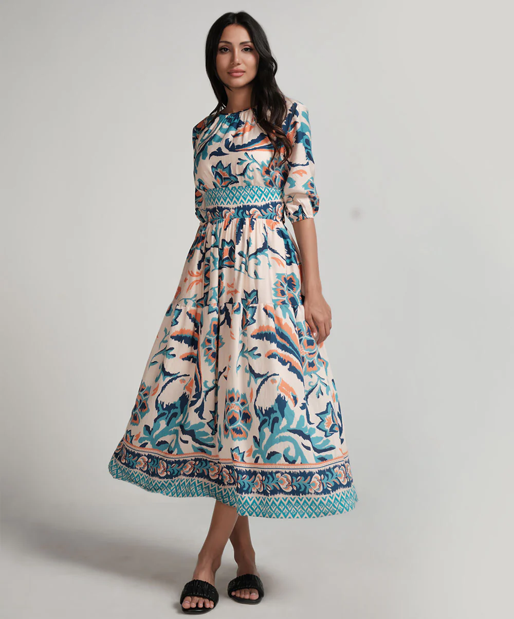 Back Tie Puffed Sleeve Dress
