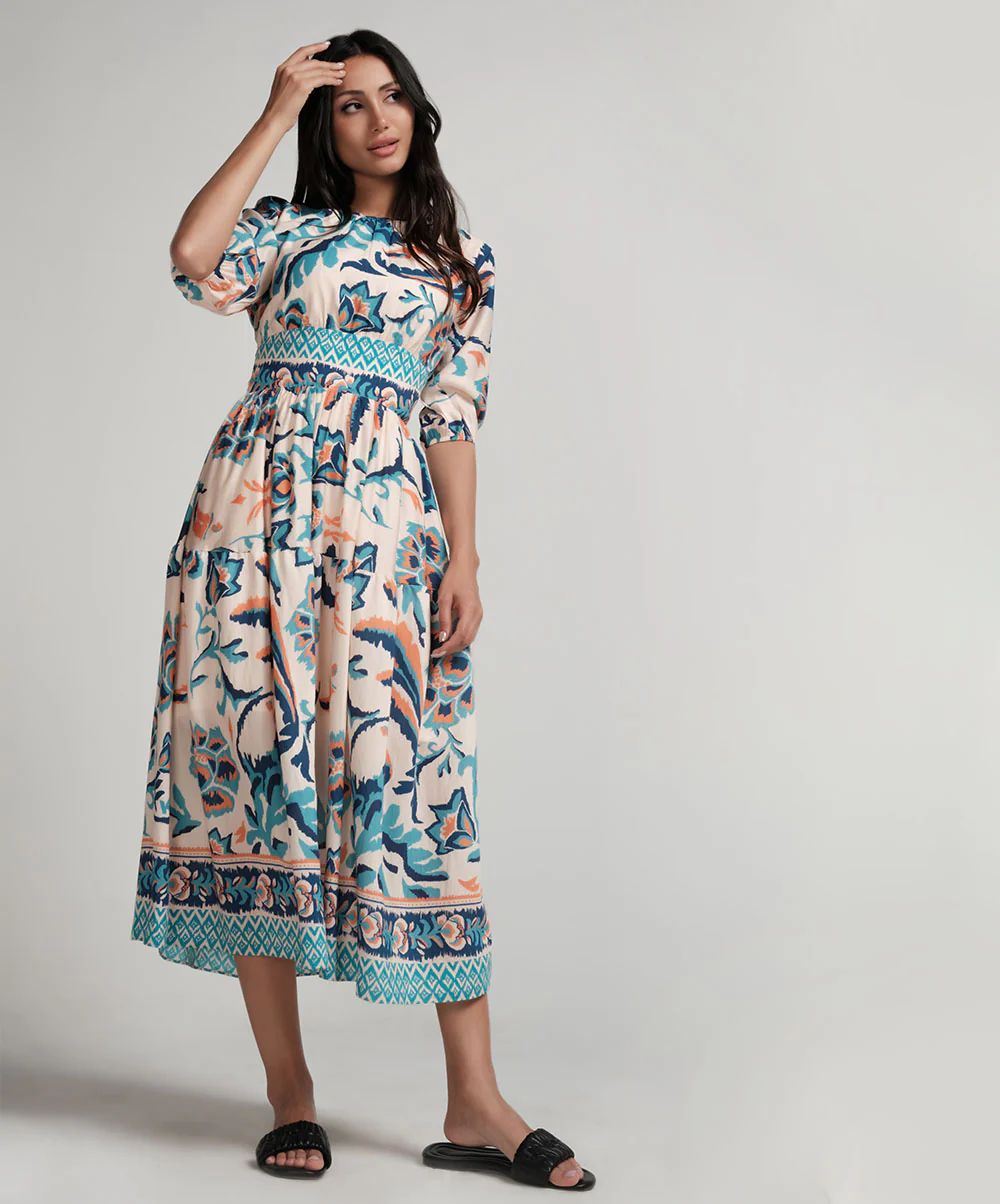 Back Tie Puffed Sleeve Dress - Image 3