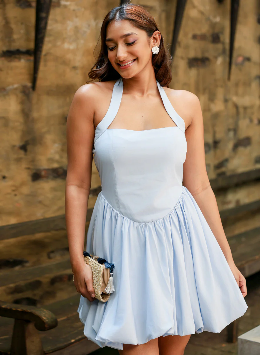 Balloon Skirt Scoop Neck Dress - Image 9