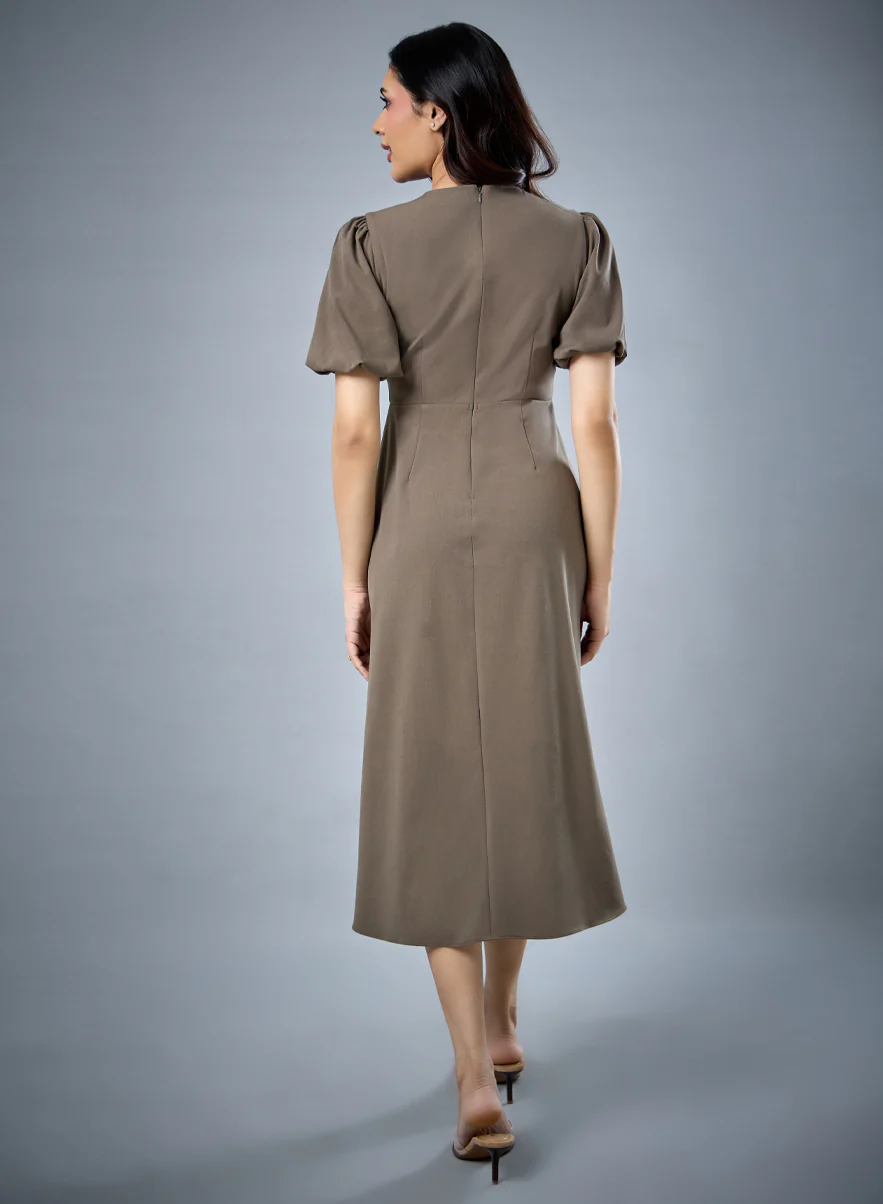 Balloon Sleeve Aline Formal Dress - Image 3