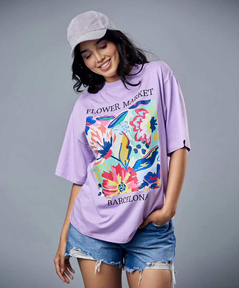 Barcelona Flower Market Printed Tshirt - Image 3