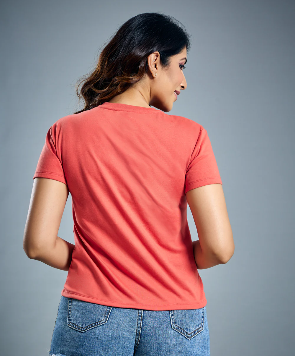 Basic Crew Neck Orange Tshirt - Image 2