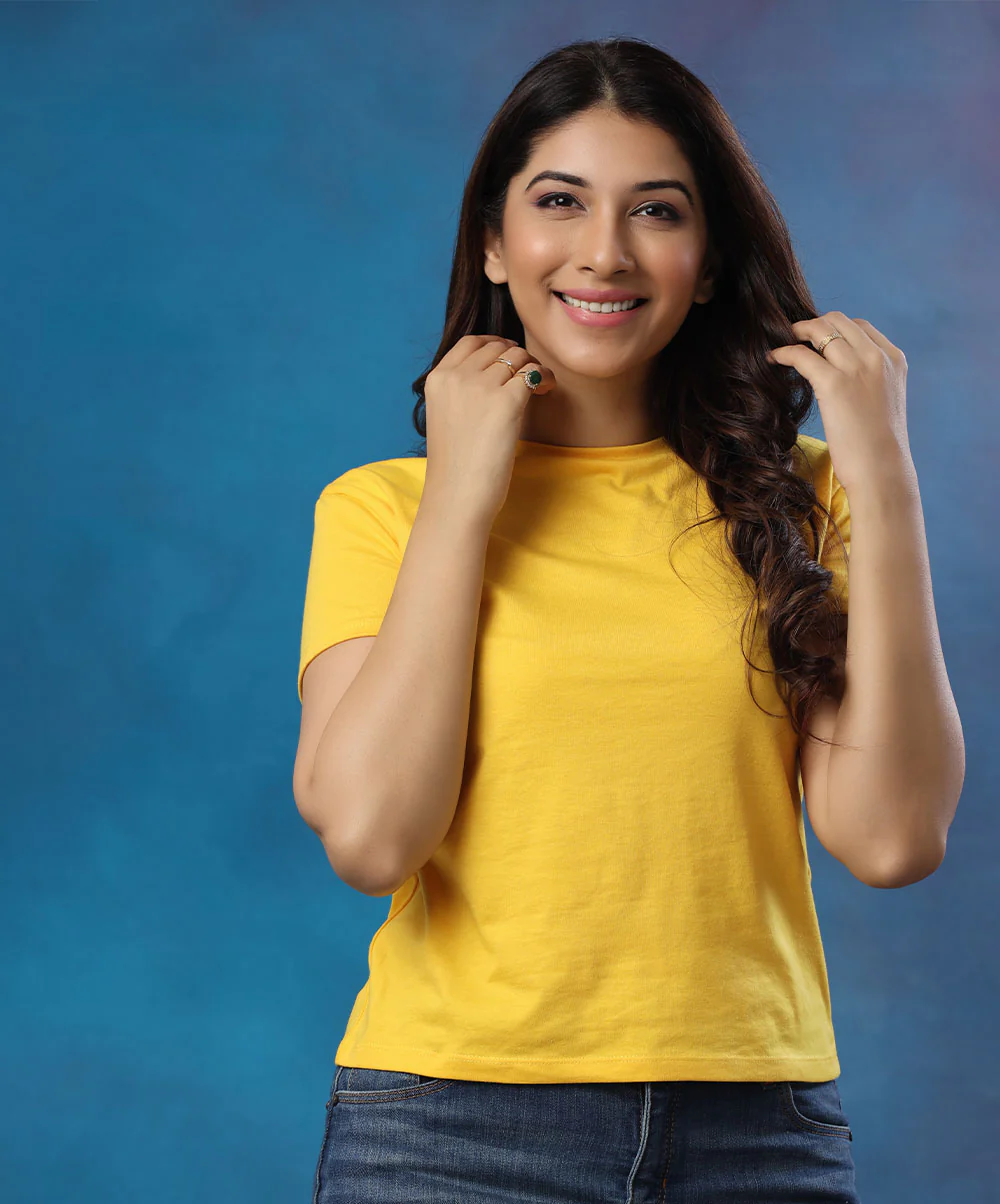 Basic Crew Neck Yellow Tshirt