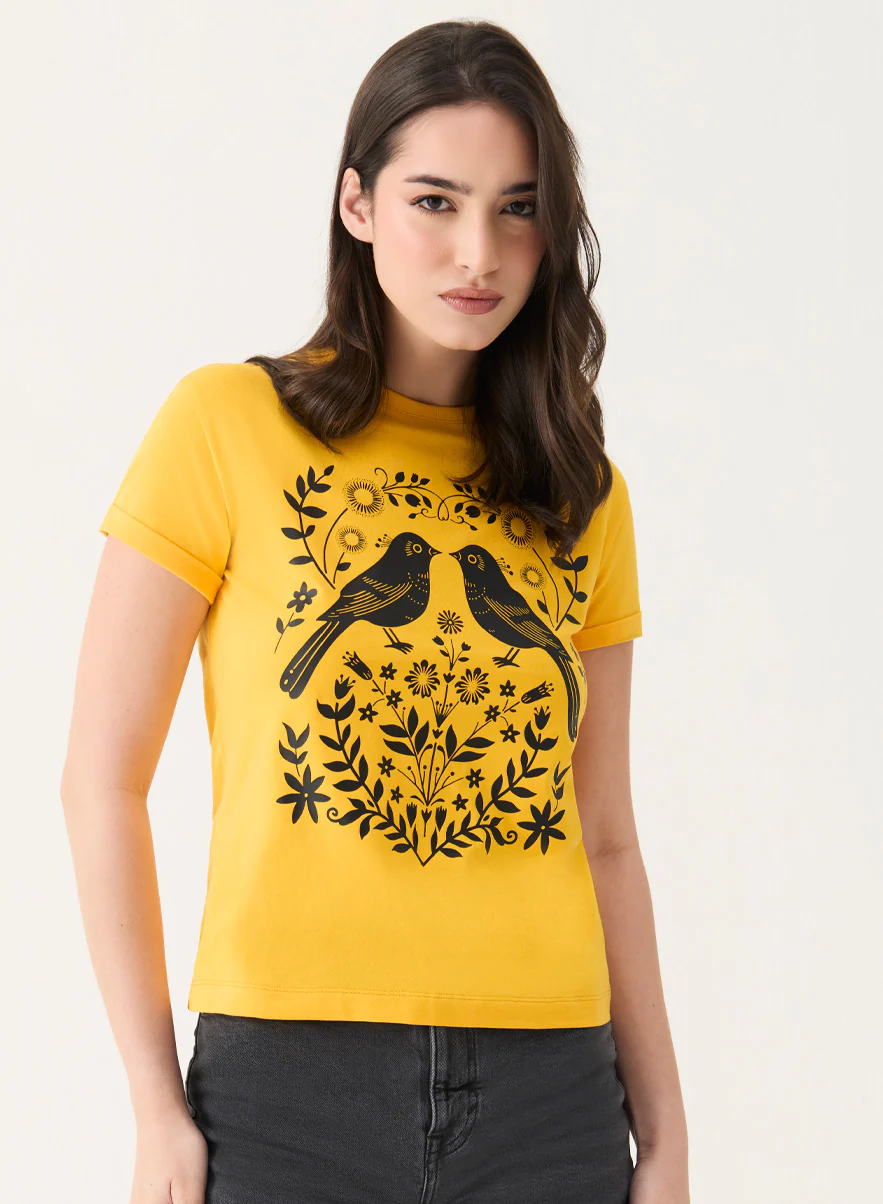 Bird Printed Crew Neck T-shirt - Image 4