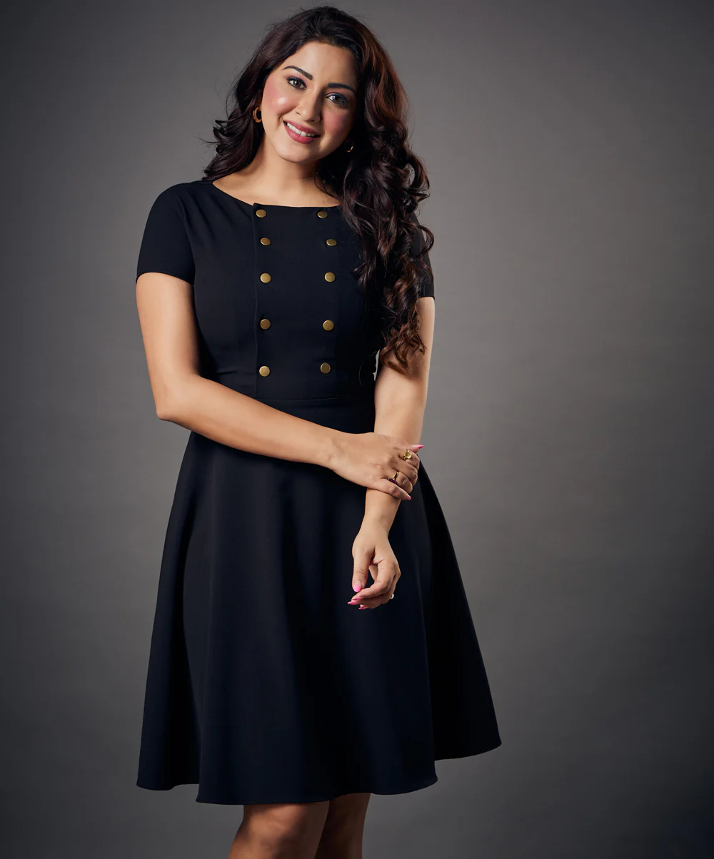 Shank Attached Black Mini Dress