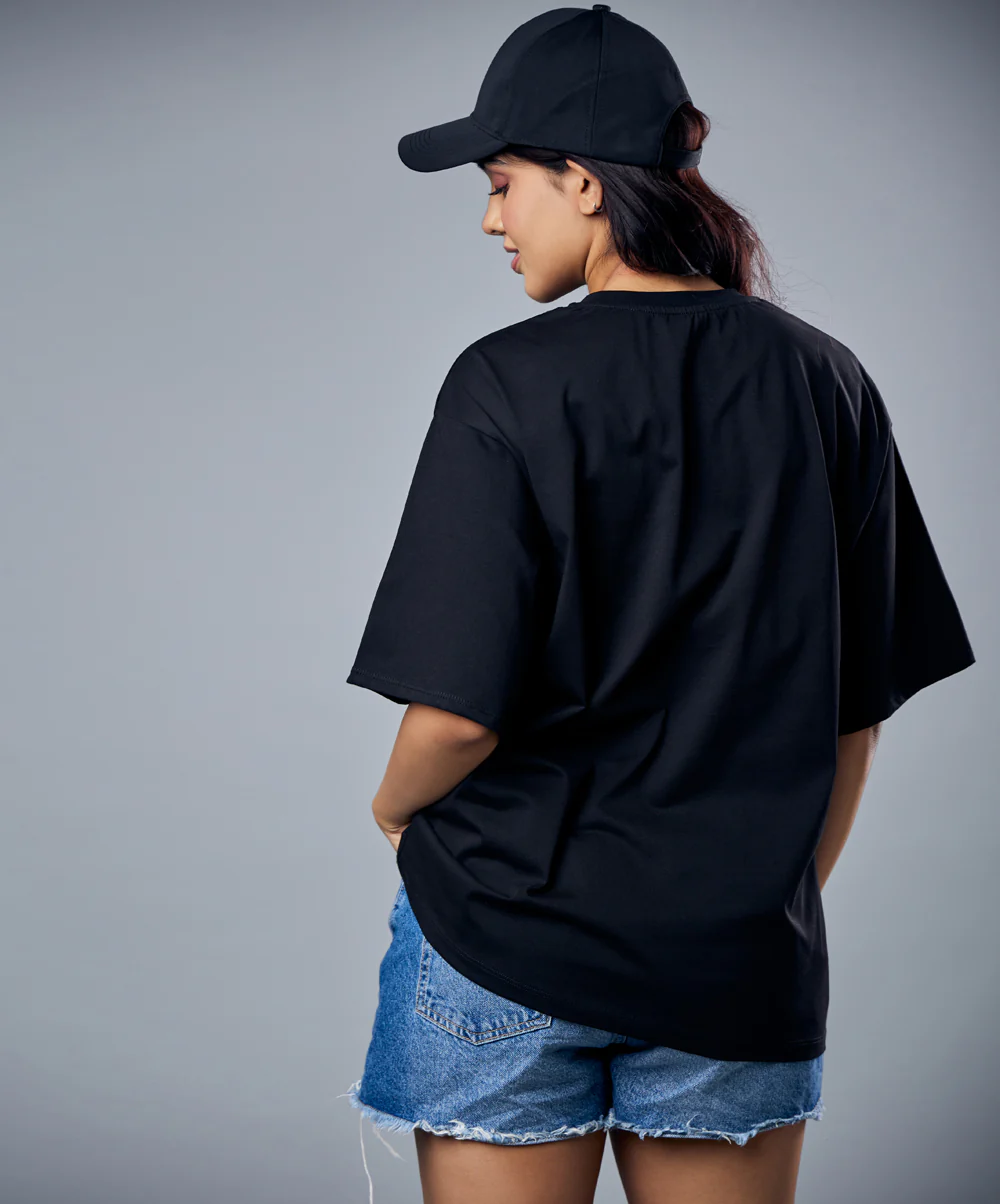 Black Solid Oversized Tshirt - Image 6