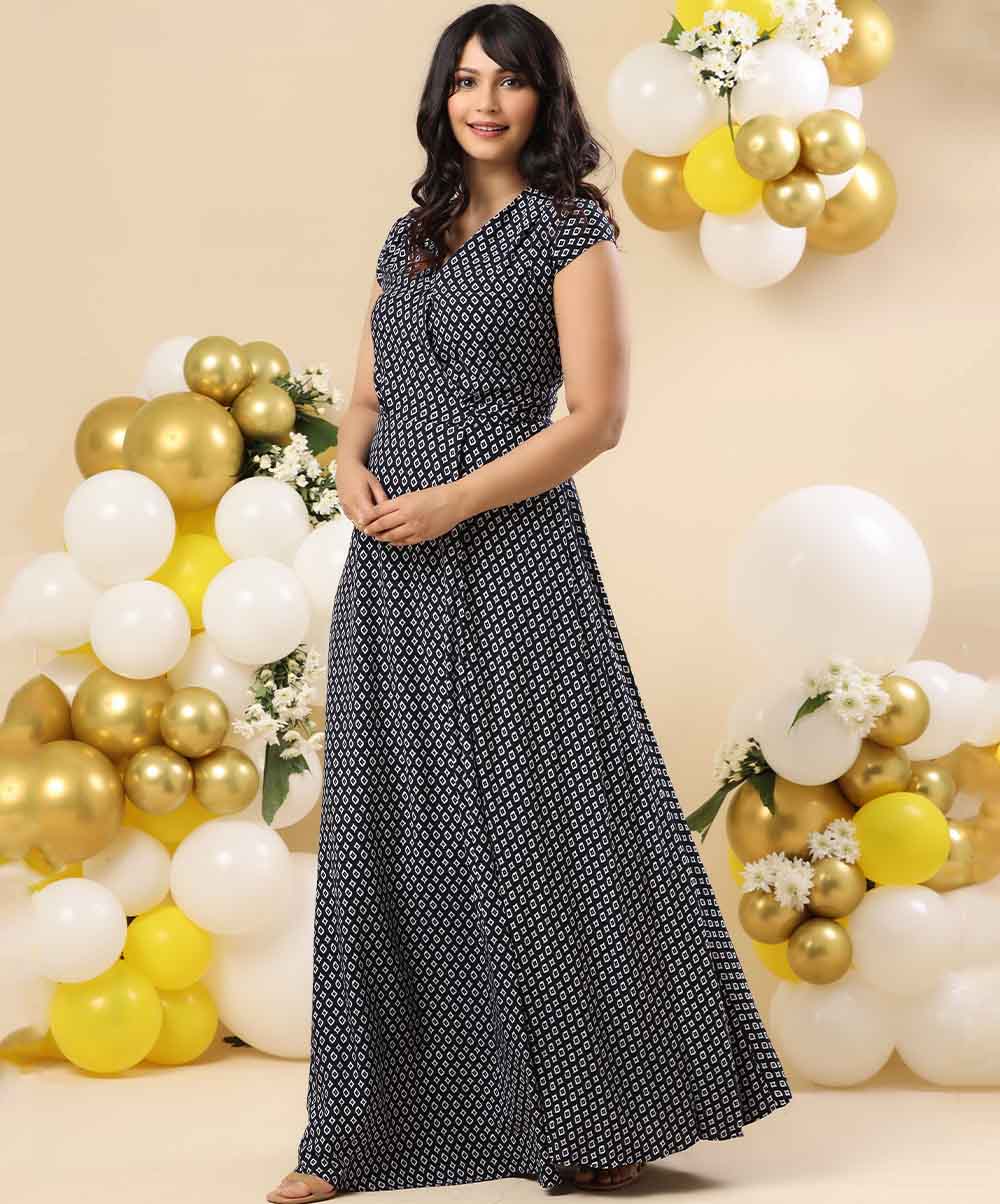 Black & White Triangle Ethnic Maxi Dress