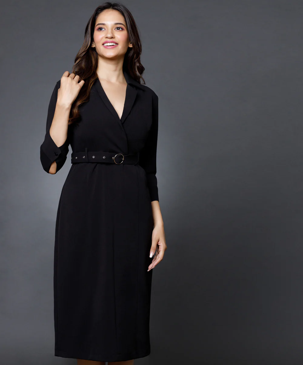 Blazer Inspired Midi Dress - Image 2