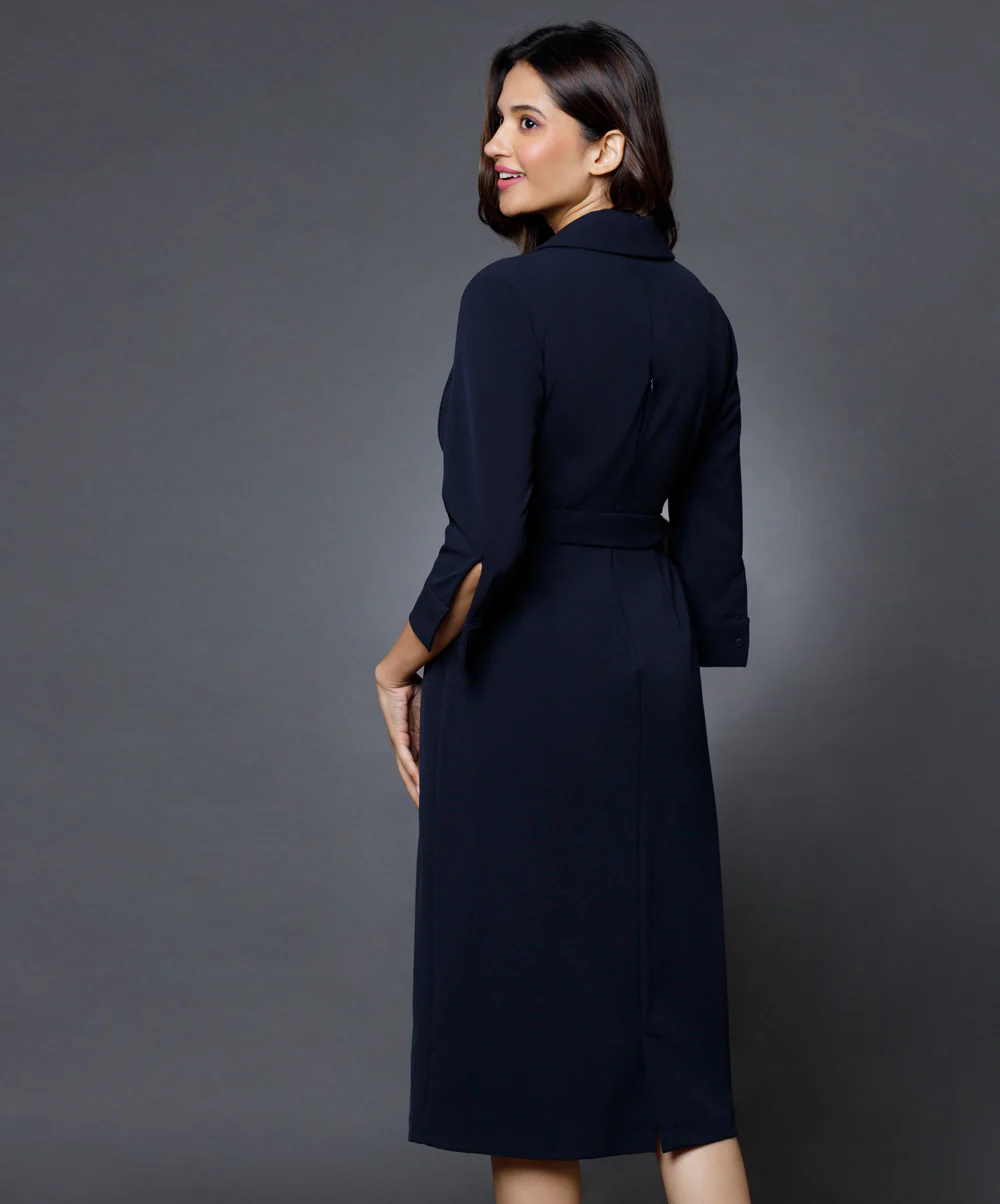Blazer Inspired navy Midi Dress - Image 5
