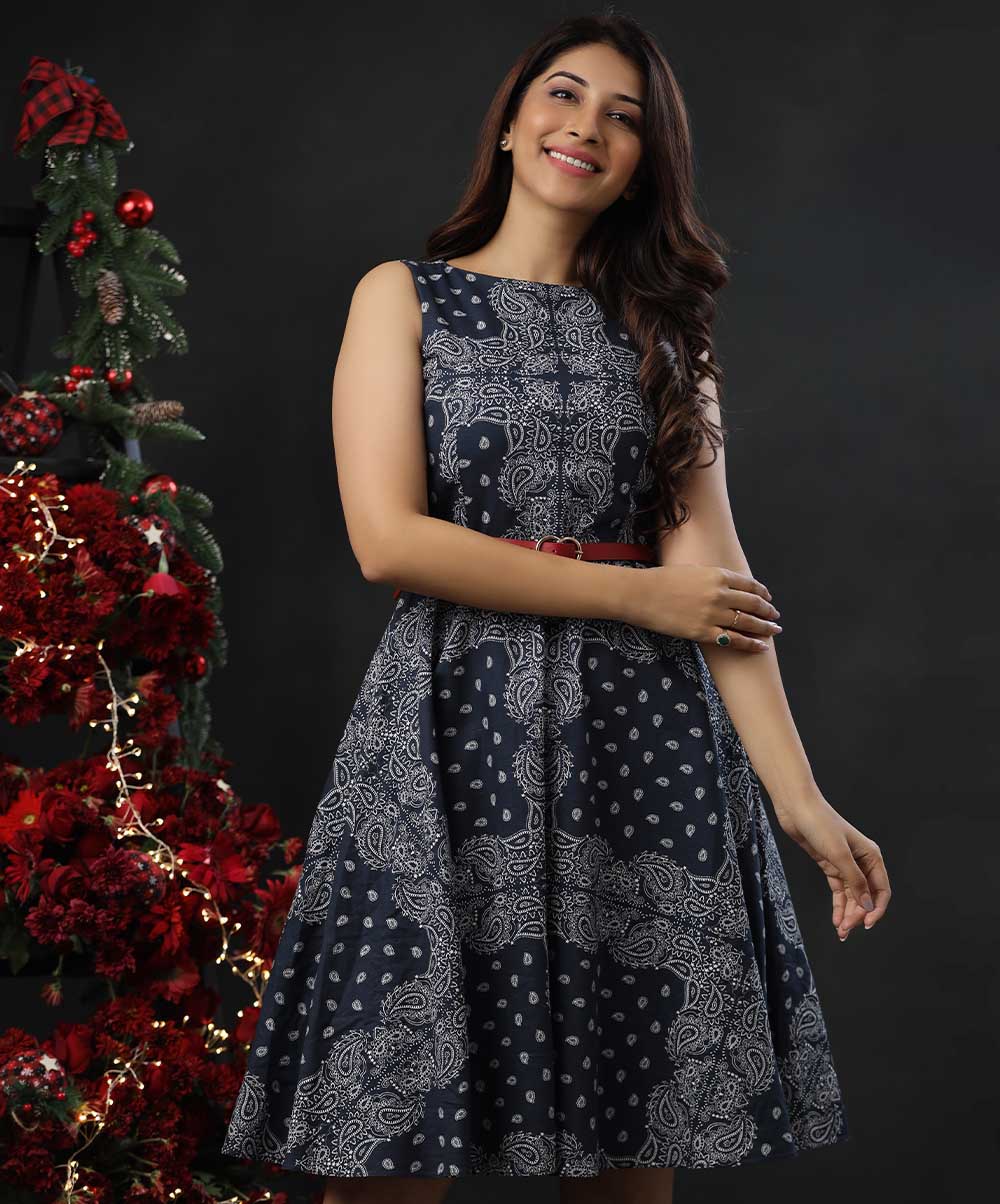 Blue And White Printed Skater Dress - Image 2