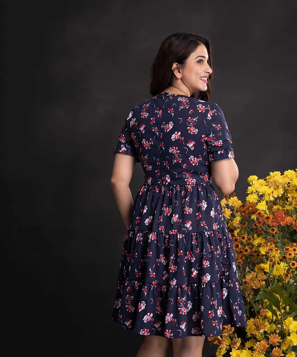 Blue Base Printed Loose Fitted Dress - Image 2