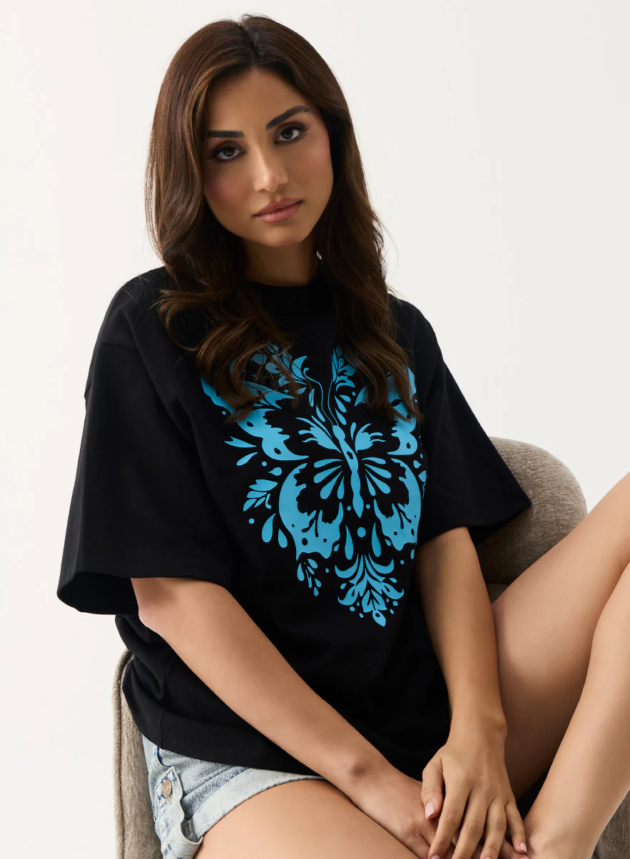 Blue Butterfly Printed T-shirt - Image 3