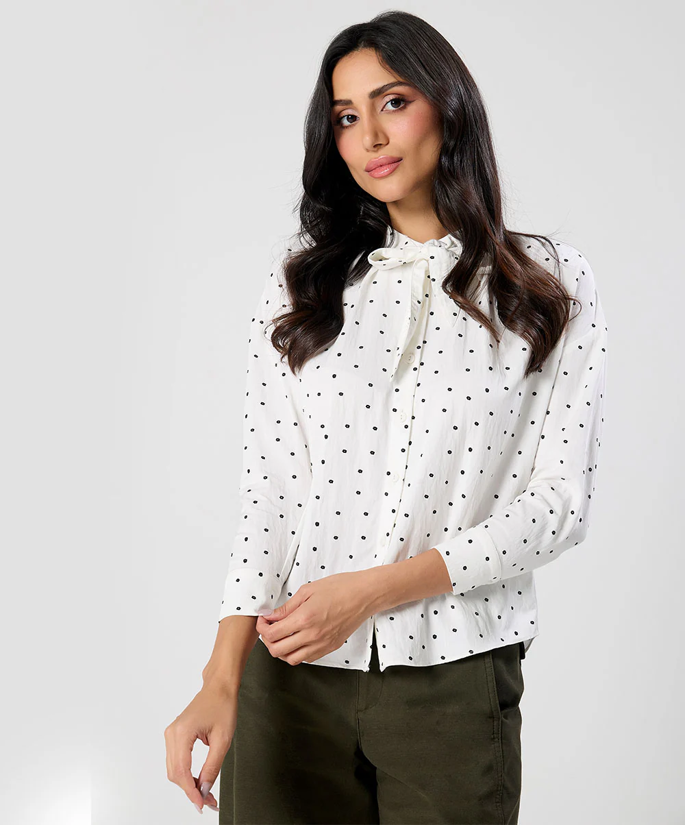 Bow Ditsy Floral Long Sleeve Top - Image 2