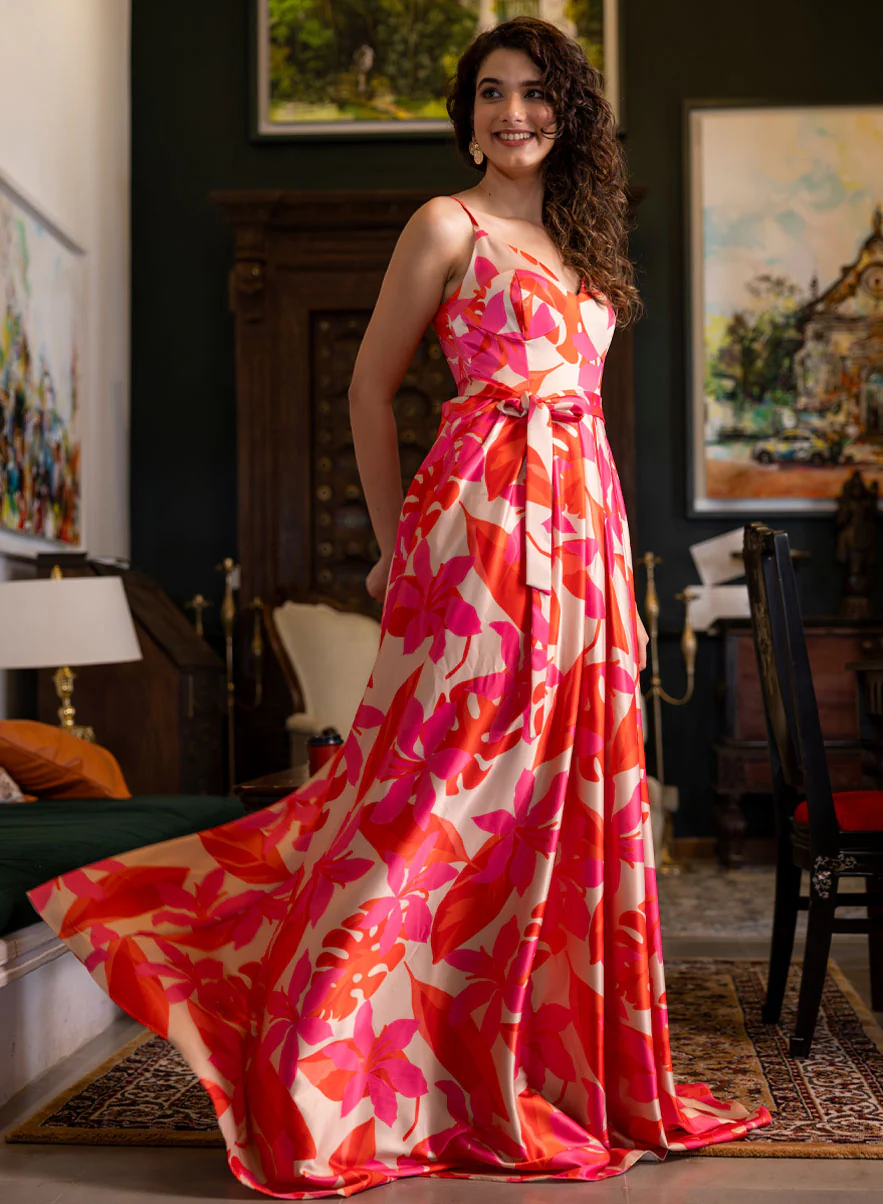 Bra Cut Printed Maxi Dress