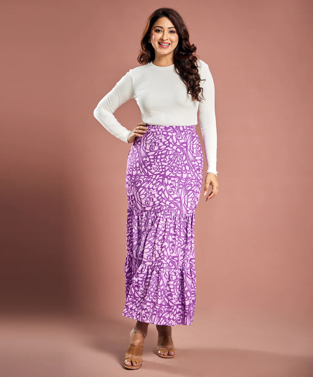 Butterfly Wings Printed Chiffon Skirt - Image 3