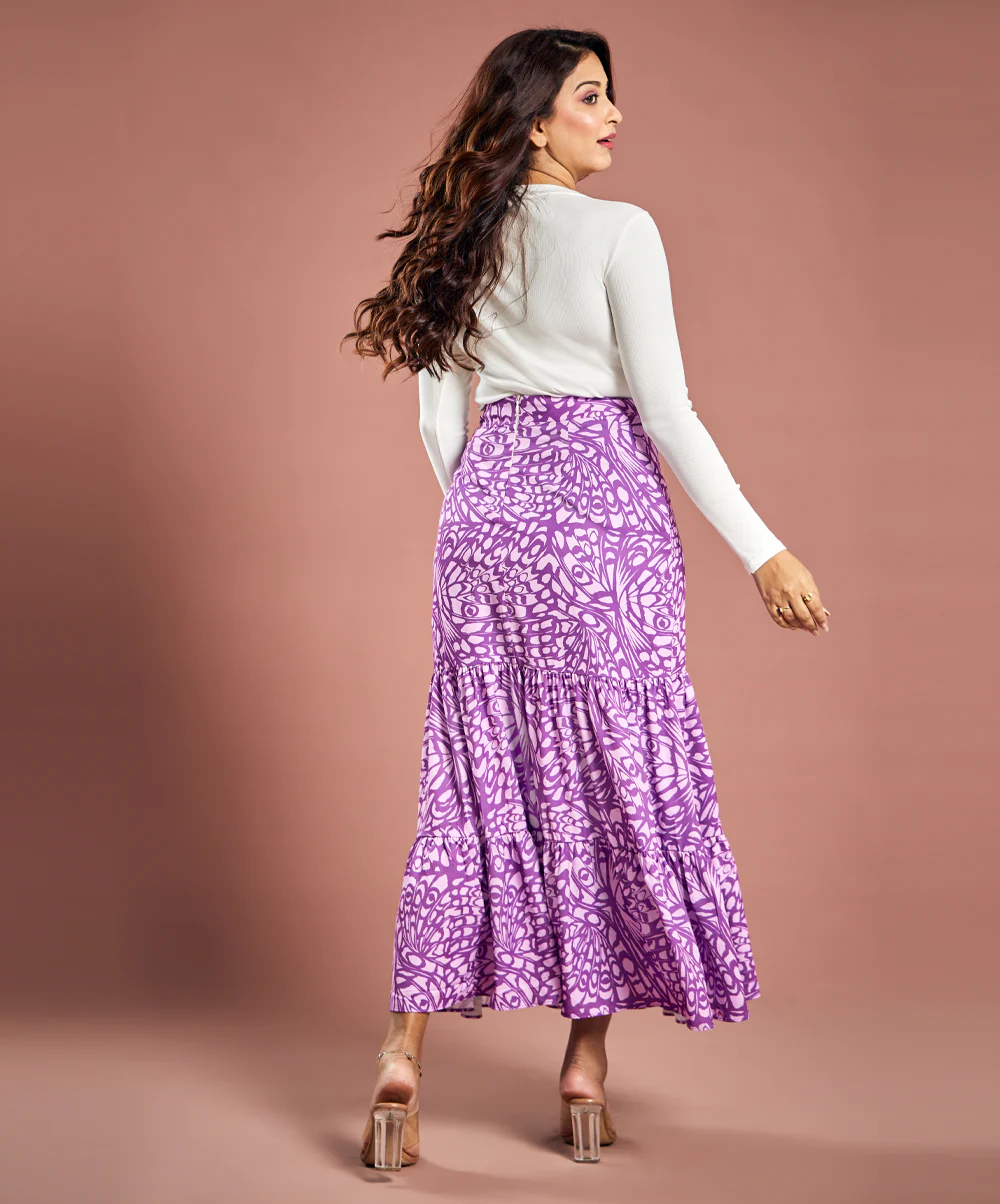 Butterfly Wings Printed Chiffon Skirt - Image 4