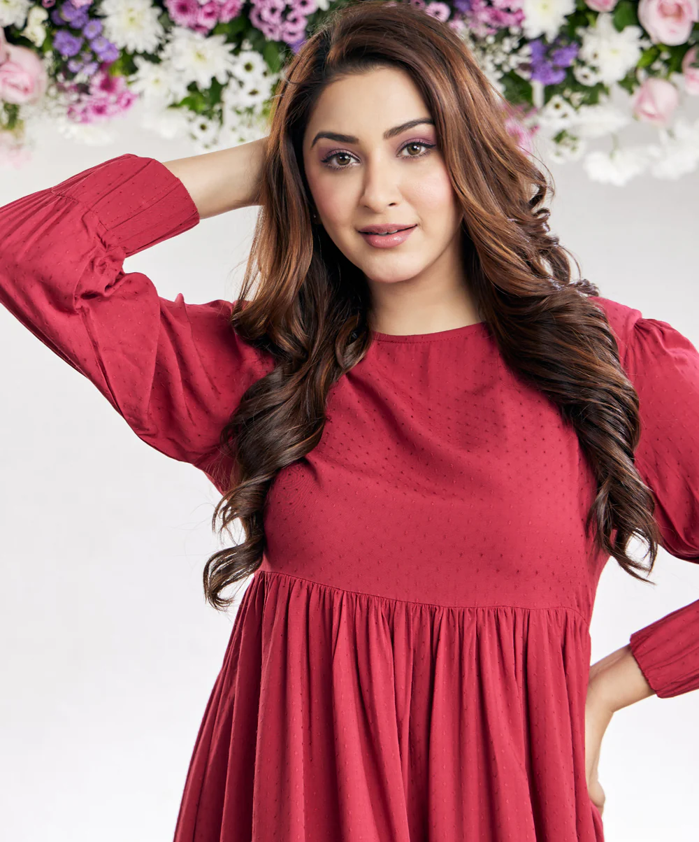 Candice Two Way Babydoll Maroon Dress - Image 10