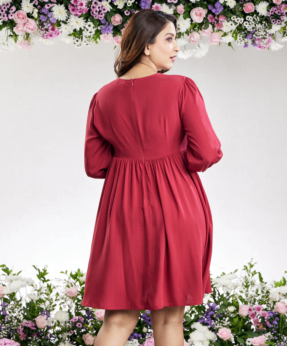 Candice Two Way Babydoll Maroon Dress - Image 9