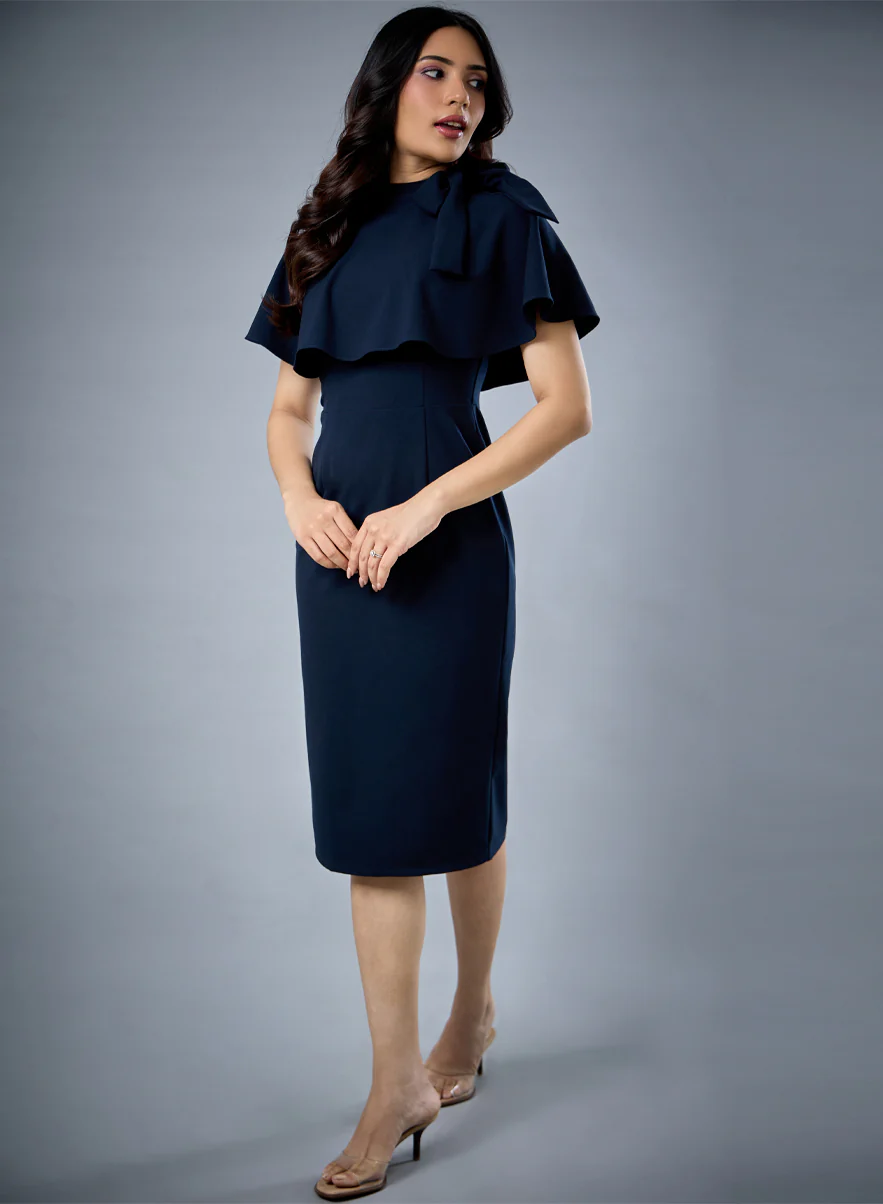 Cape Attached Bodycon Dress - Image 3