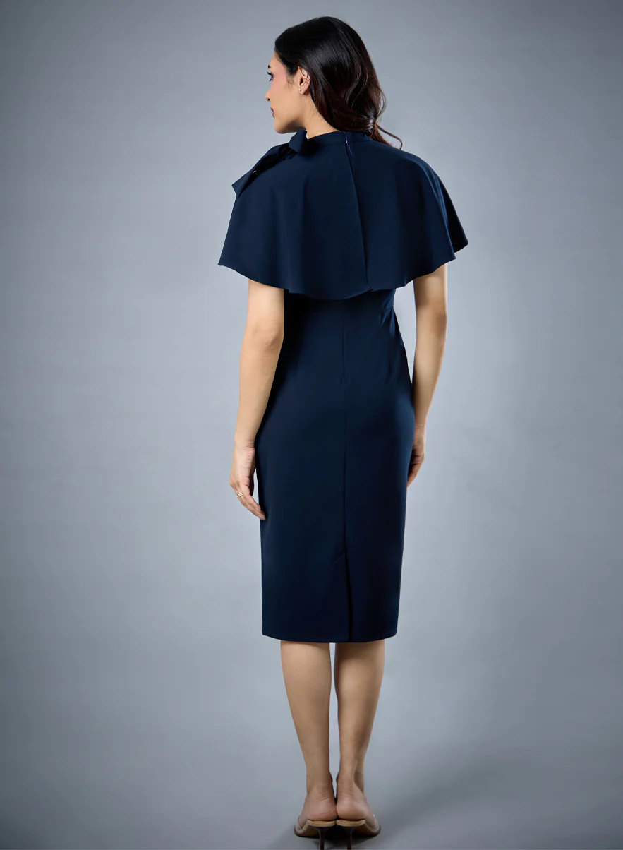 Cape Attached Bodycon Dress - Image 4