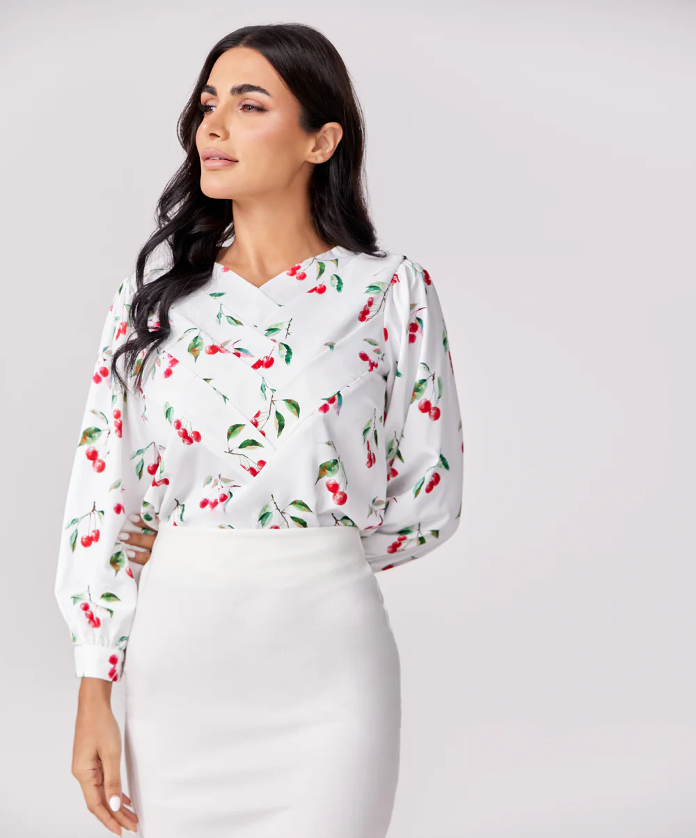 Cherry Printed Chiffon Top - Image 2