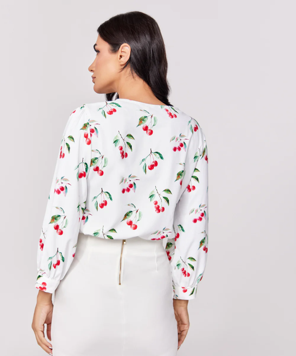 Cherry Printed Chiffon Top - Image 4