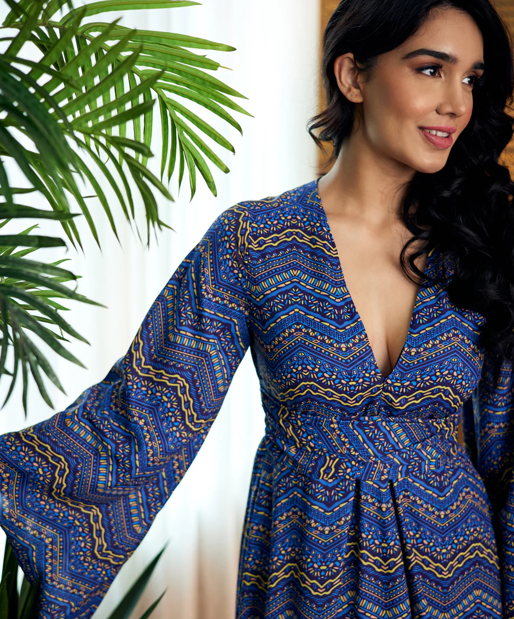 Chiffon Printed Draped Maxi Dress - Image 2