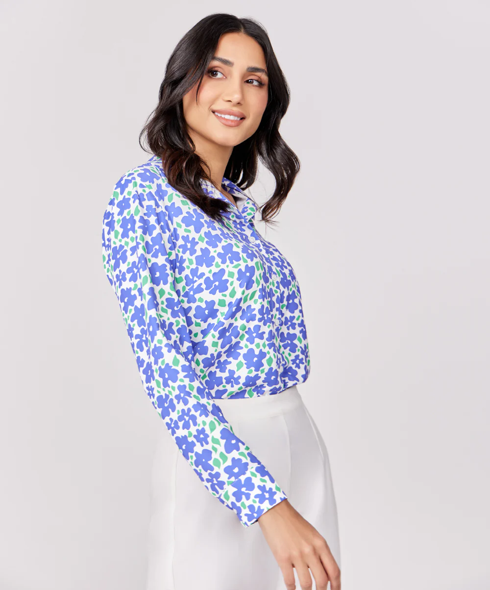 Chiffon Printed Long Sleeve Shirt Top - Image 4