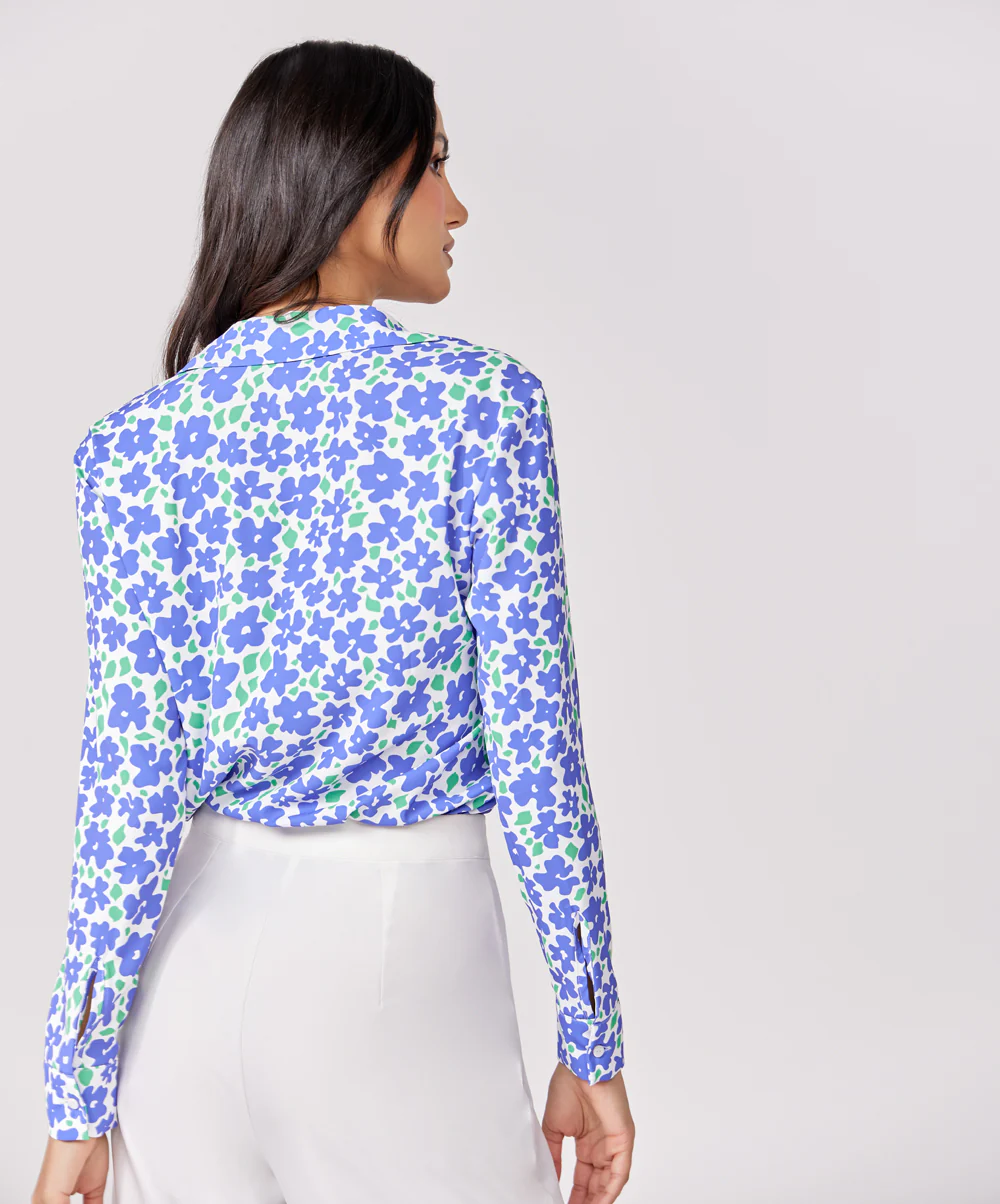 Chiffon Printed Long Sleeve Shirt Top - Image 7