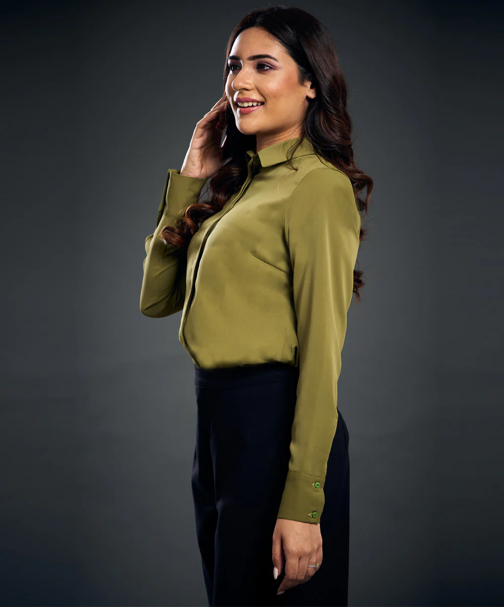 Classic Curved Khaki Shirt - Image 3
