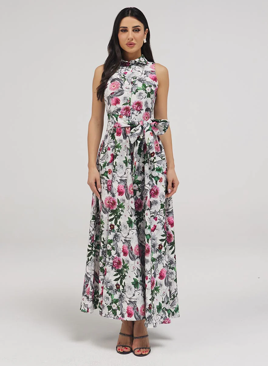 Collar Neck Floral Dress - Image 2
