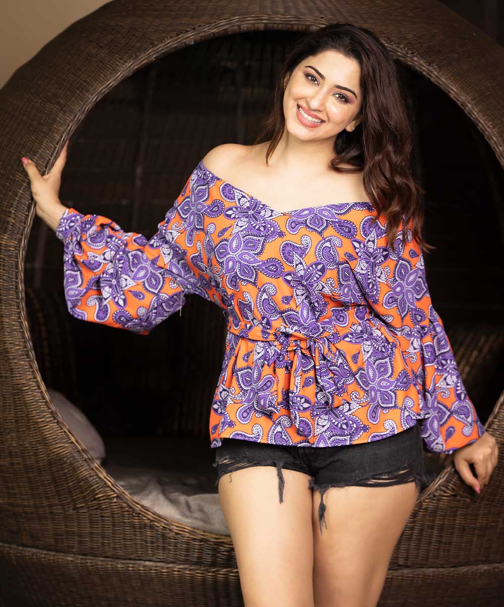 Color Block Lantern Sleeved Top - Image 3