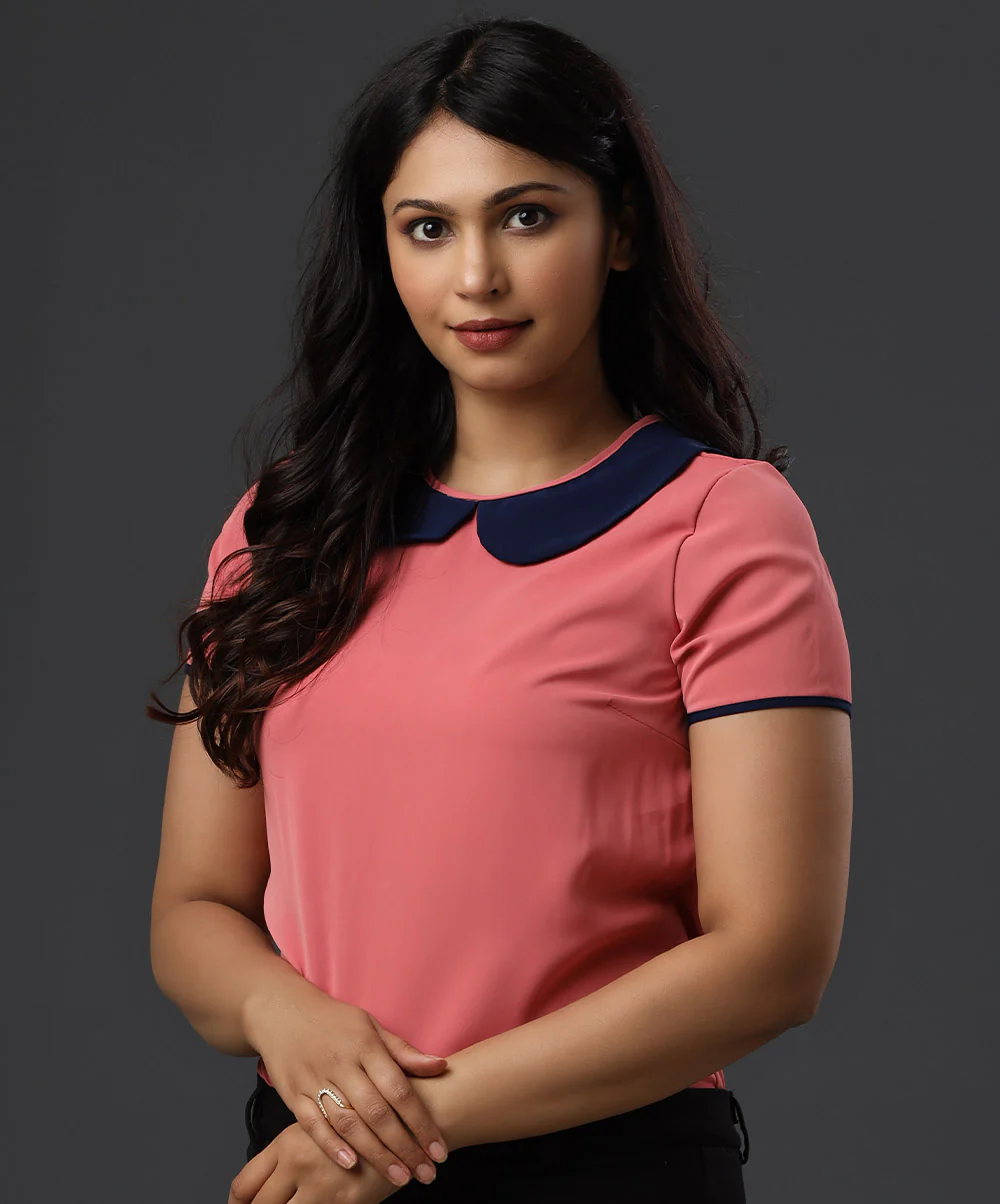 Contrast Peter Pan Collared Pink Top