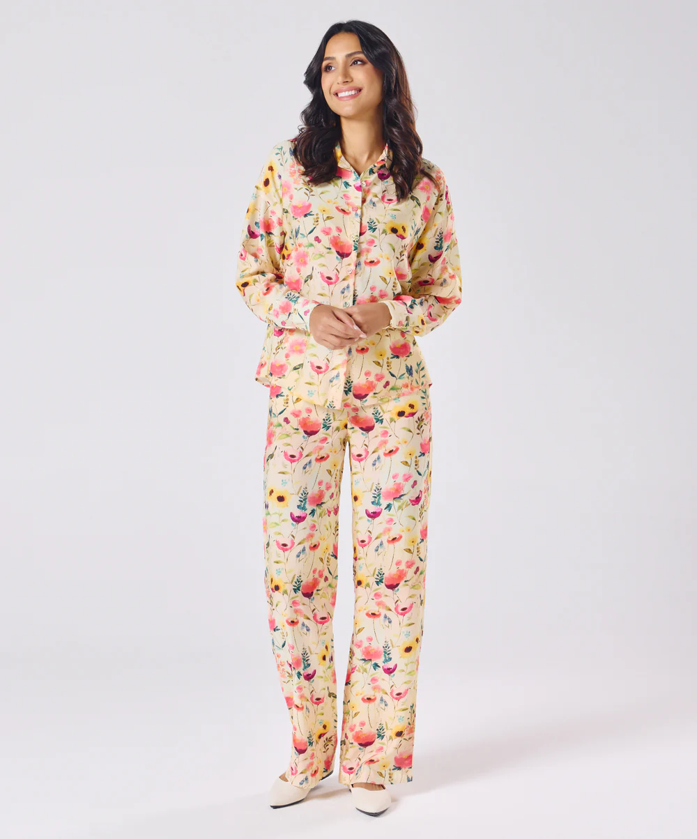 Floral Printed Cord Set- Pant - Image 2