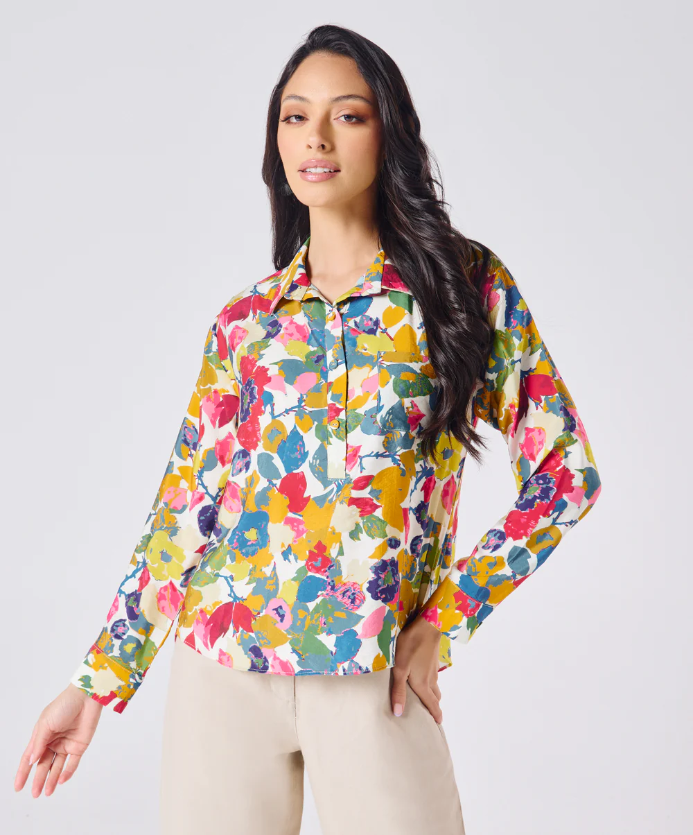 Floral Printed Oversized Shirt