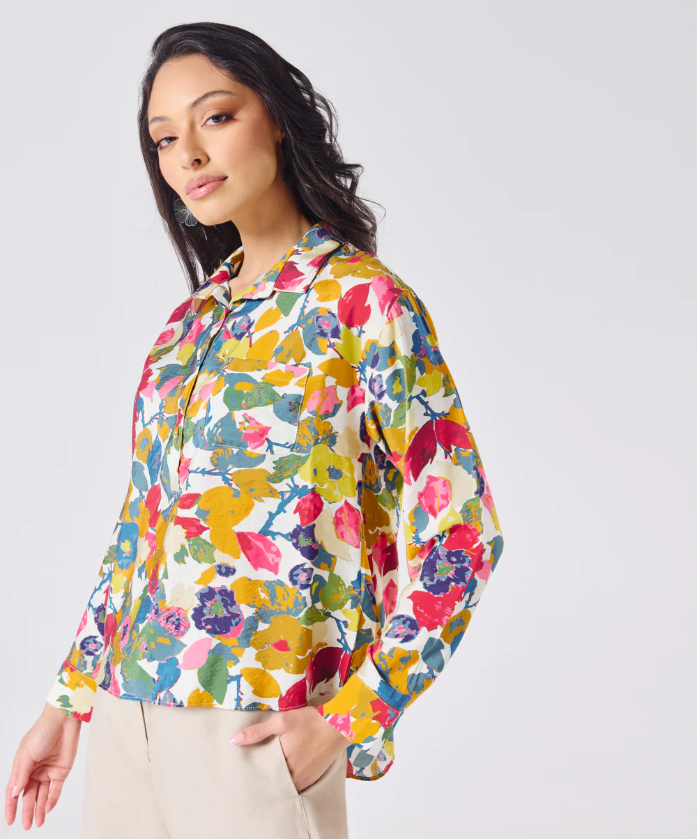 Floral Printed Oversized Shirt - Image 2