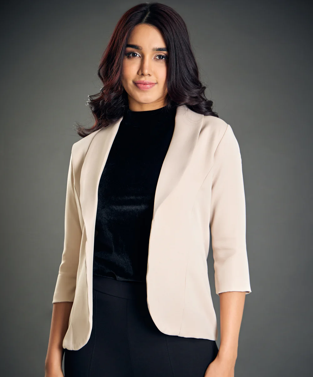 Cream Work Office Blazer - Image 2