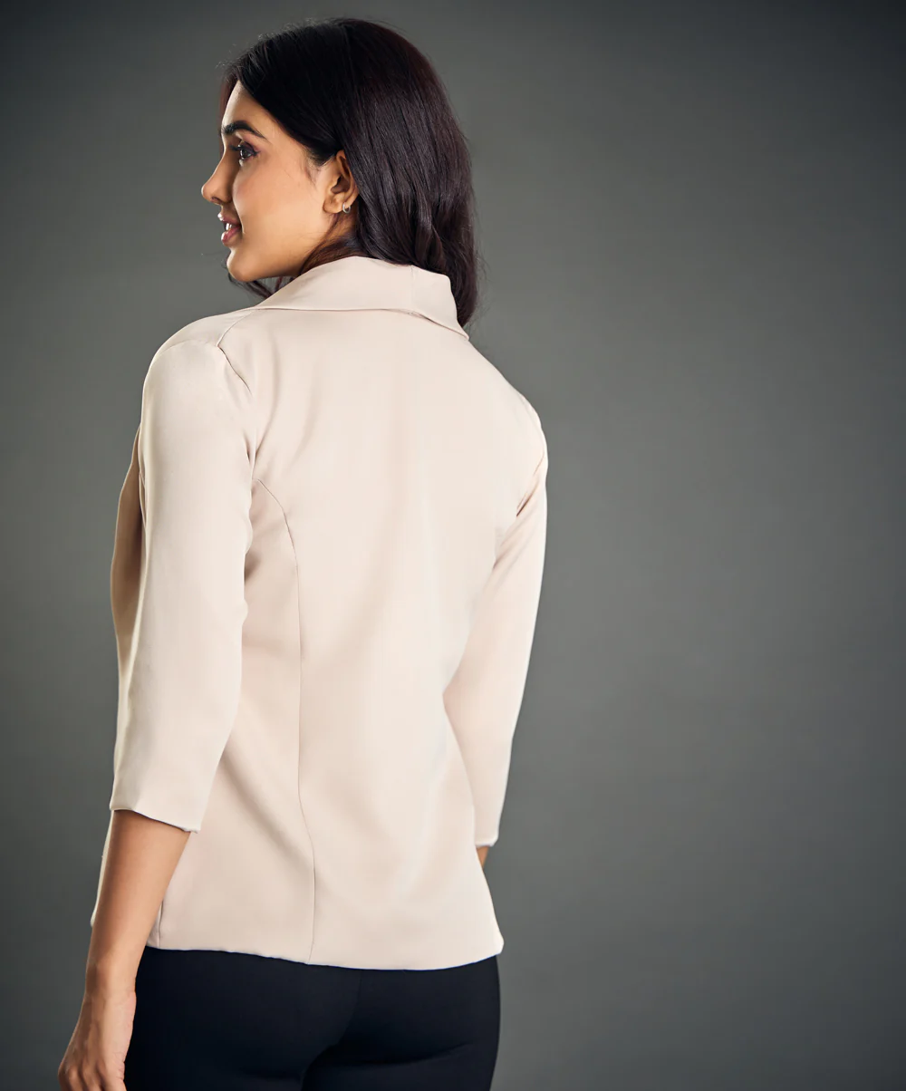 Cream Work Office Blazer - Image 4