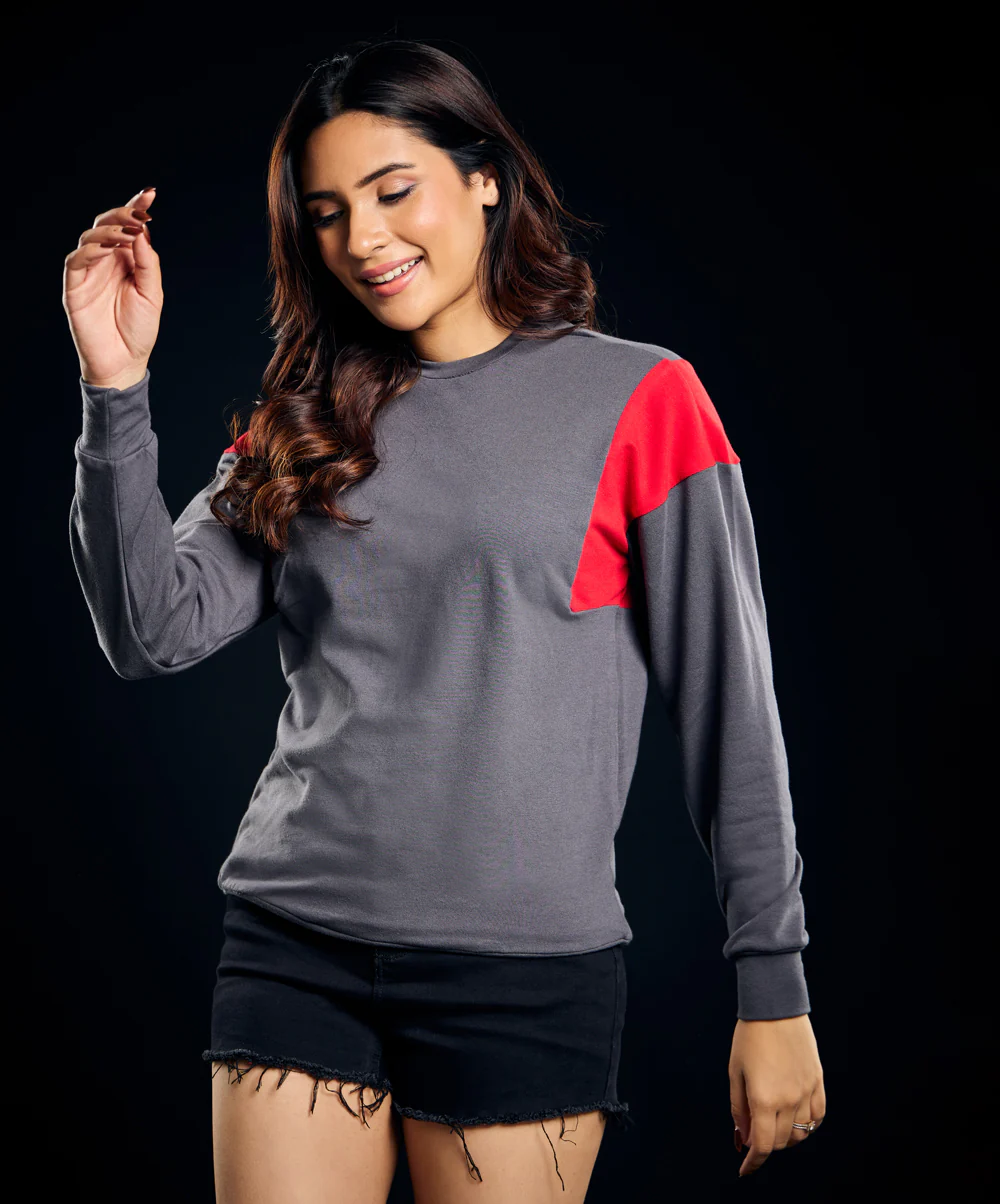 Crew Neck Long Sleeve Panel Tshirt - Image 2