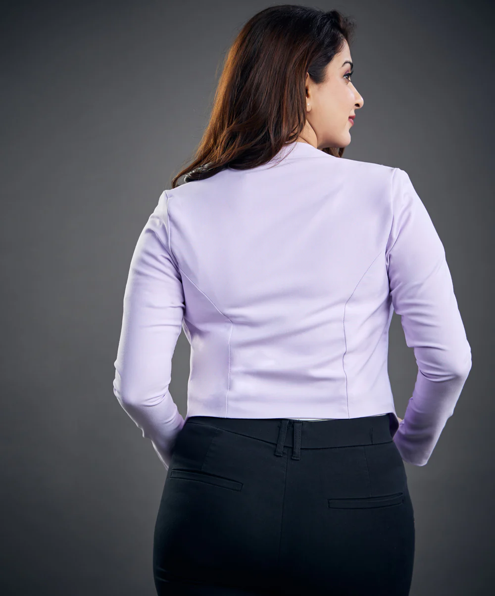 Cropped Lavender Work Wear Blazer - Image 3