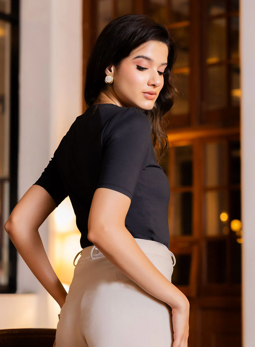 Curve V Neck Ponte Top - Image 4