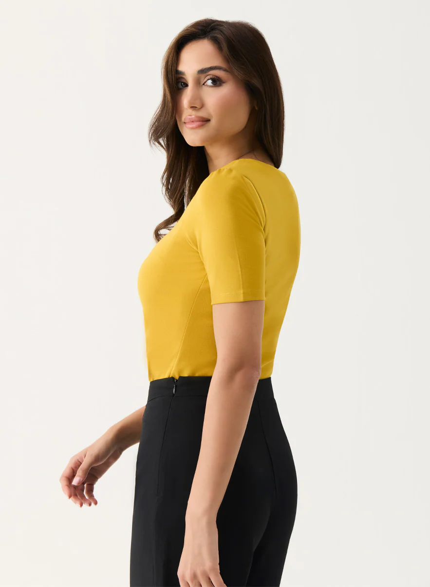 Curve Vneck Mustard Top - Image 3