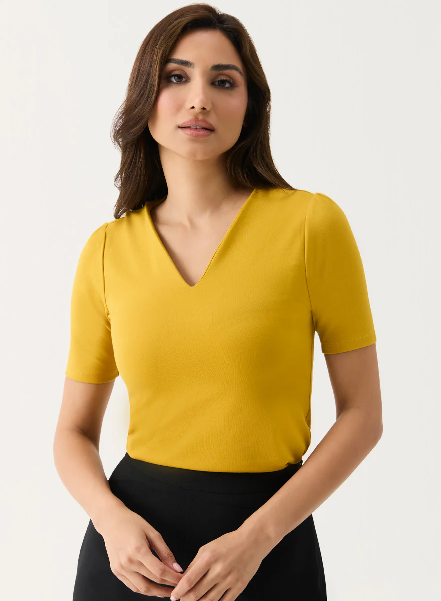 Curve Vneck Mustard Top - Image 4