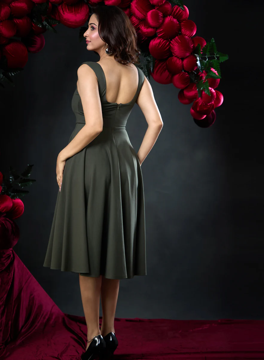 Deep Round Neck Ballerina Style Dress - Image 4