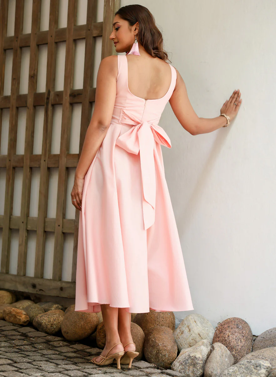 Deep Scoop Back Bow Dress - Image 2