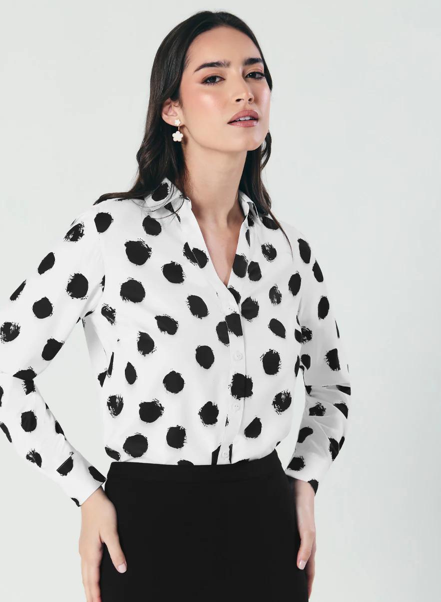 Deep V Neck Printed Chiffon Top - Image 6