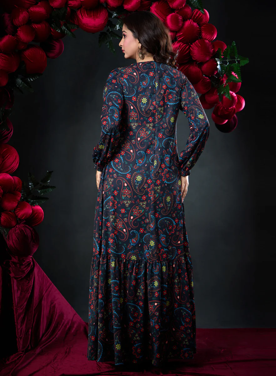 Deep V Neck Printed Short Dress - Image 4